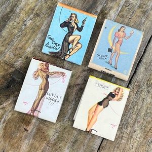 ✨Vintage Set of 4 Pinup Matchbook Covers